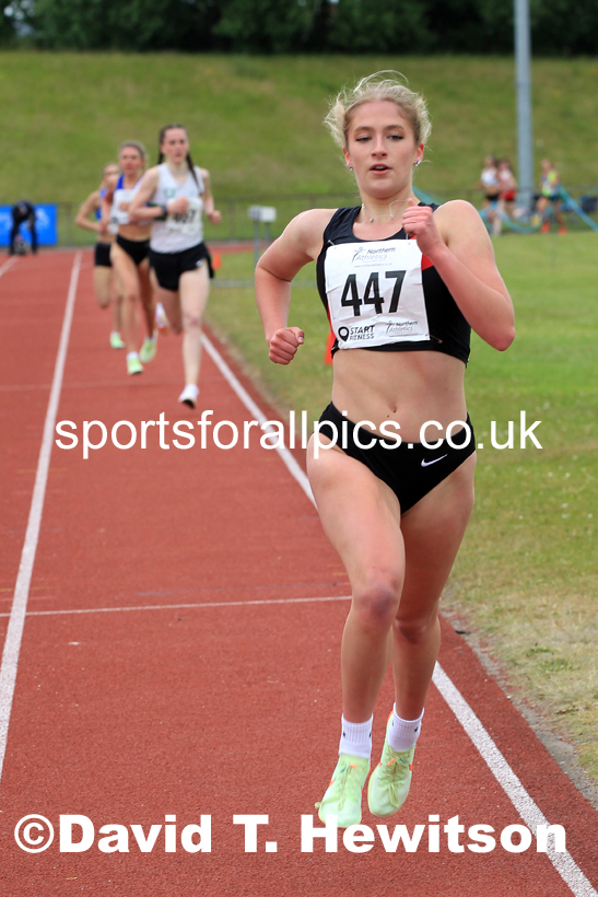 Womens under-20s 1500 metres, 2022 Northern Senior and Under-20 Champs., Wavertree Athletics Centre, Liverpool. Photo: David T. Hewitson/Sports for All Pics